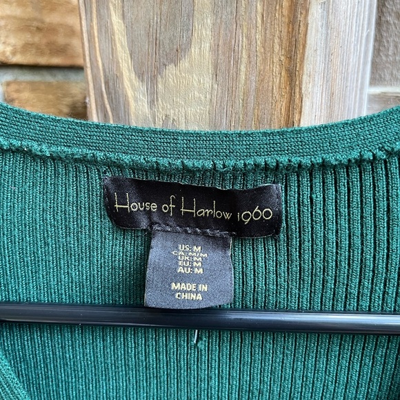 House of Harlow 1960 Fitted Green Ribbed Bodysuit - Picture 2 of 3